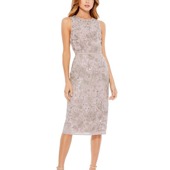 NWT Mac Duggal SZ 2 Floral Beaded Sheath Dress Vintage Lilac 10741‎ - Picture 1 of 8